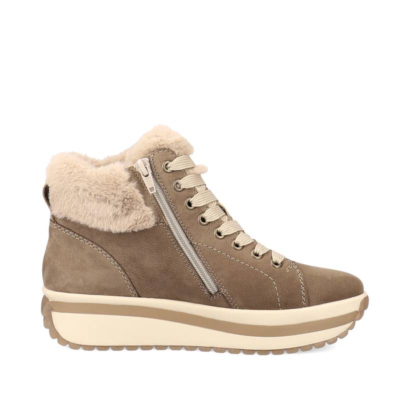 Rieker Artikelnummer W0961-24 Rieker Damen Sneaker High Caramel-brown Creme-beige