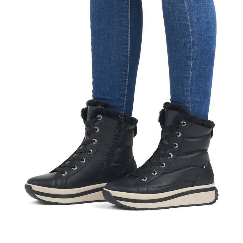 Rieker Artikelnummer W0963-01 Rieker Damen Schnürstiefel Urbanschwarz