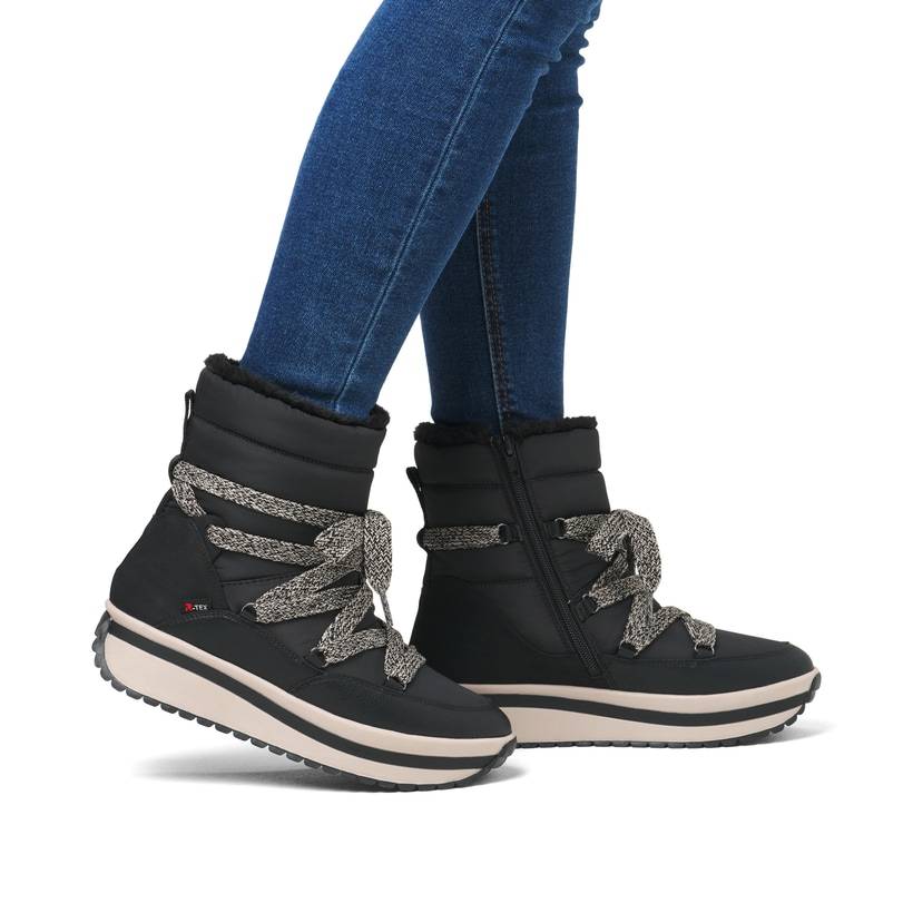 Rieker Artikelnummer W0971-00 Rieker Damen Schnürstiefel Asphaltschwarz