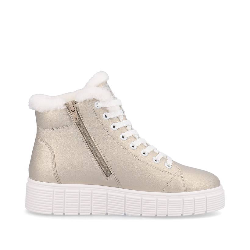 Rieker Artikelnummer W1071-90 Rieker Damen Sneaker High Glittery-gold Frost-white