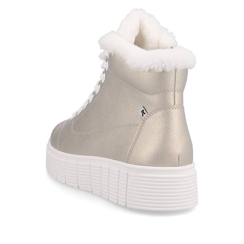 Rieker Artikelnummer W1071-90 Rieker Damen Sneaker High Glittery-gold Frost-white