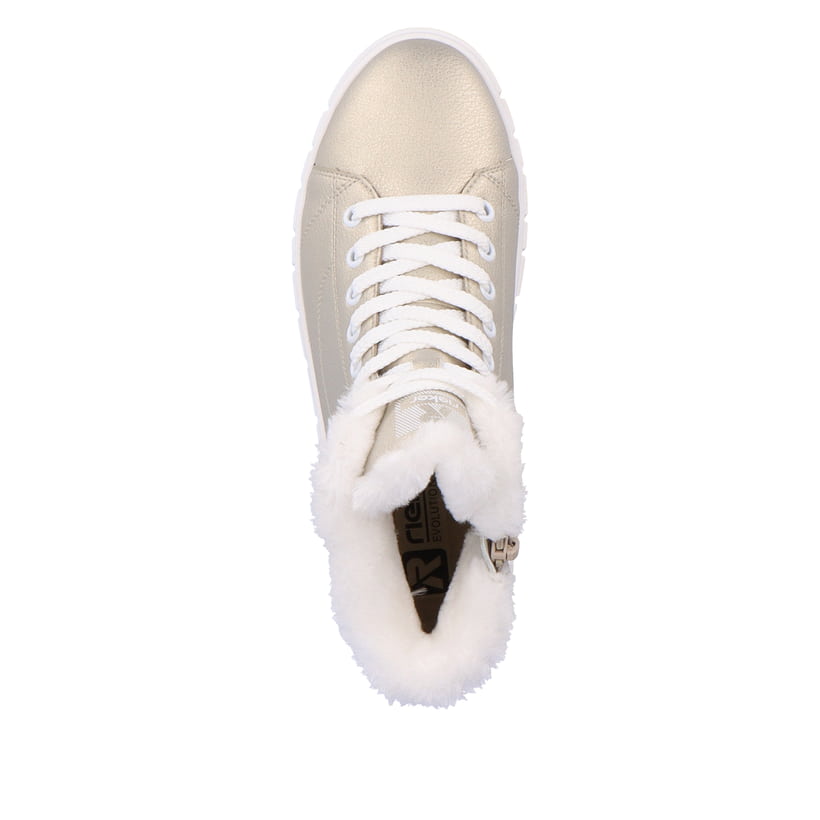 Rieker Artikelnummer W1071-90 Rieker Damen Sneaker High Glittery-gold Frost-white
