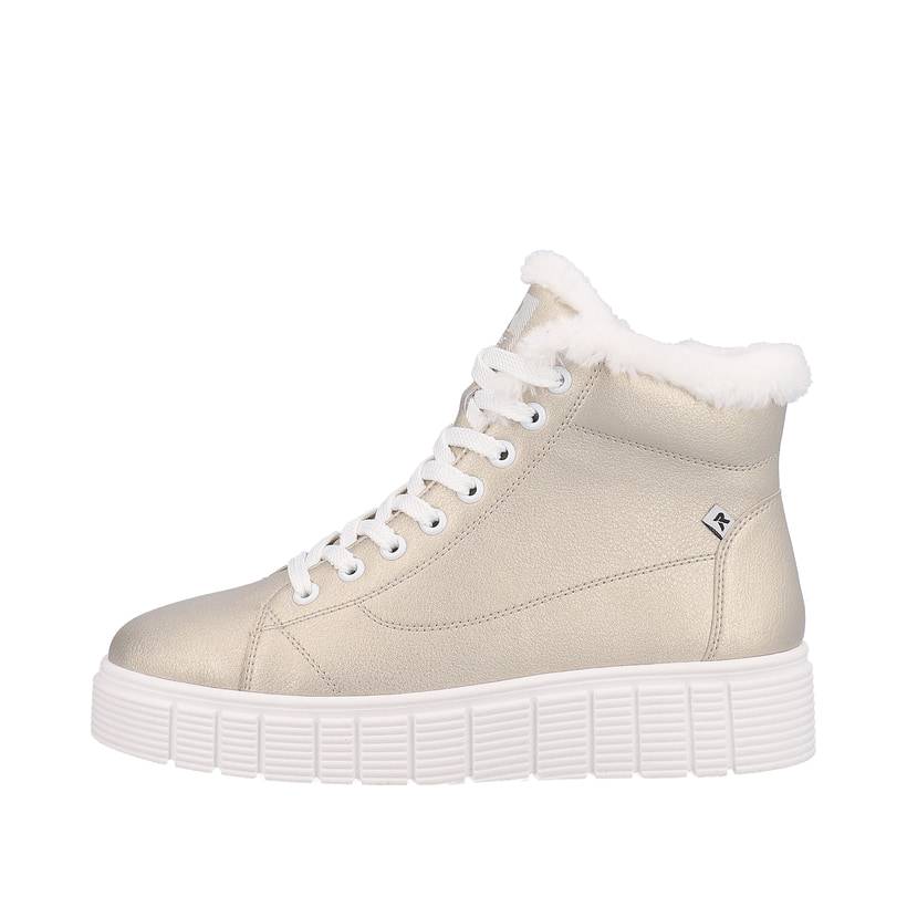 Rieker Artikelnummer W1071-90 Rieker Damen Sneaker High glittery-gold frost-white