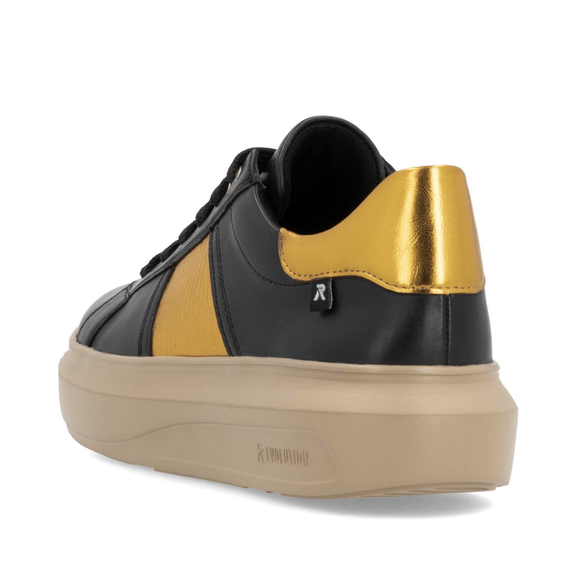 Rieker Artikelnummer W1202-01 Rieker Damen Sneaker Low Mattschwarz-mangogelb