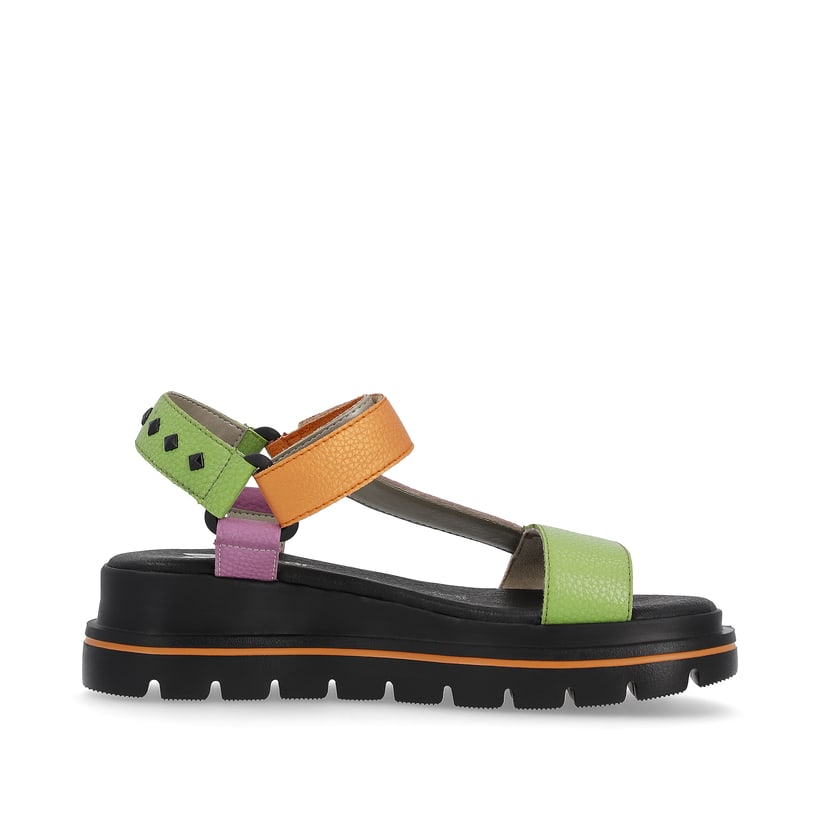 Rieker Artikelnummer W1651-90 Rieker Damen Riemchensandalen Black-green-pink-orange