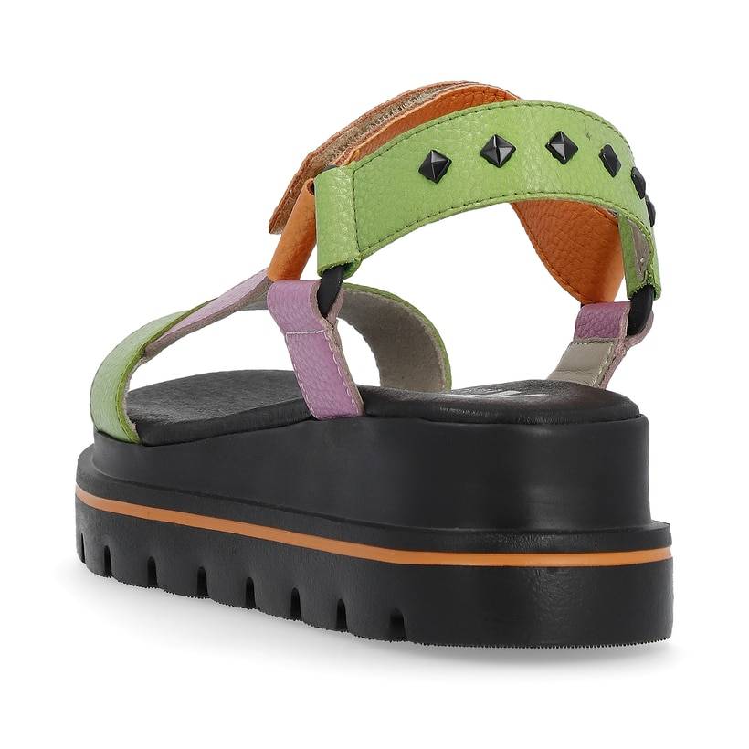Rieker Artikelnummer W1651-90 Rieker Damen Riemchensandalen Black-green-pink-orange