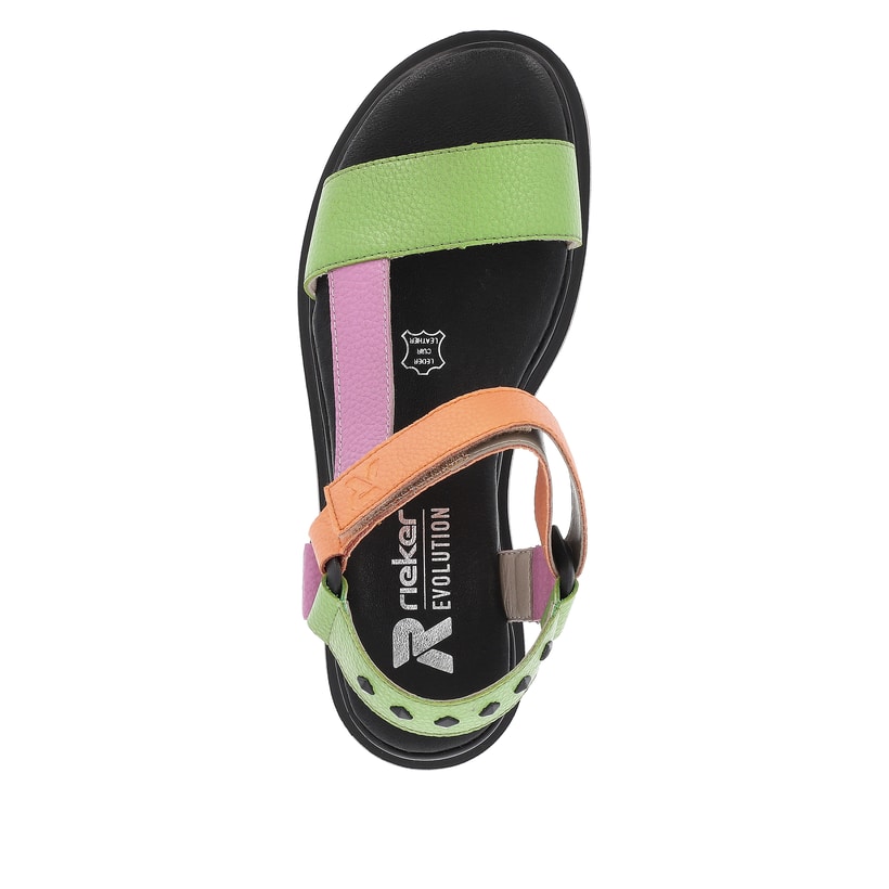 Rieker Artikelnummer W1651-90 Rieker Damen Riemchensandalen Black-green-pink-orange