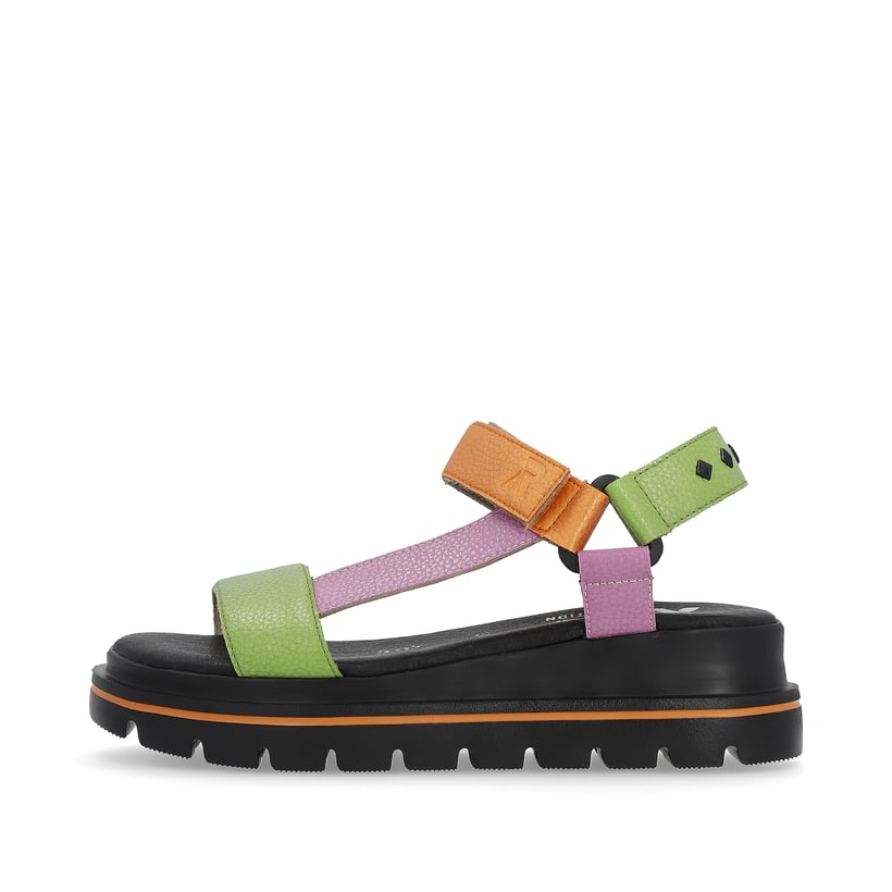 Rieker Artikelnummer W1651-90 Rieker Damen Riemchensandalen black-green-pink-orange