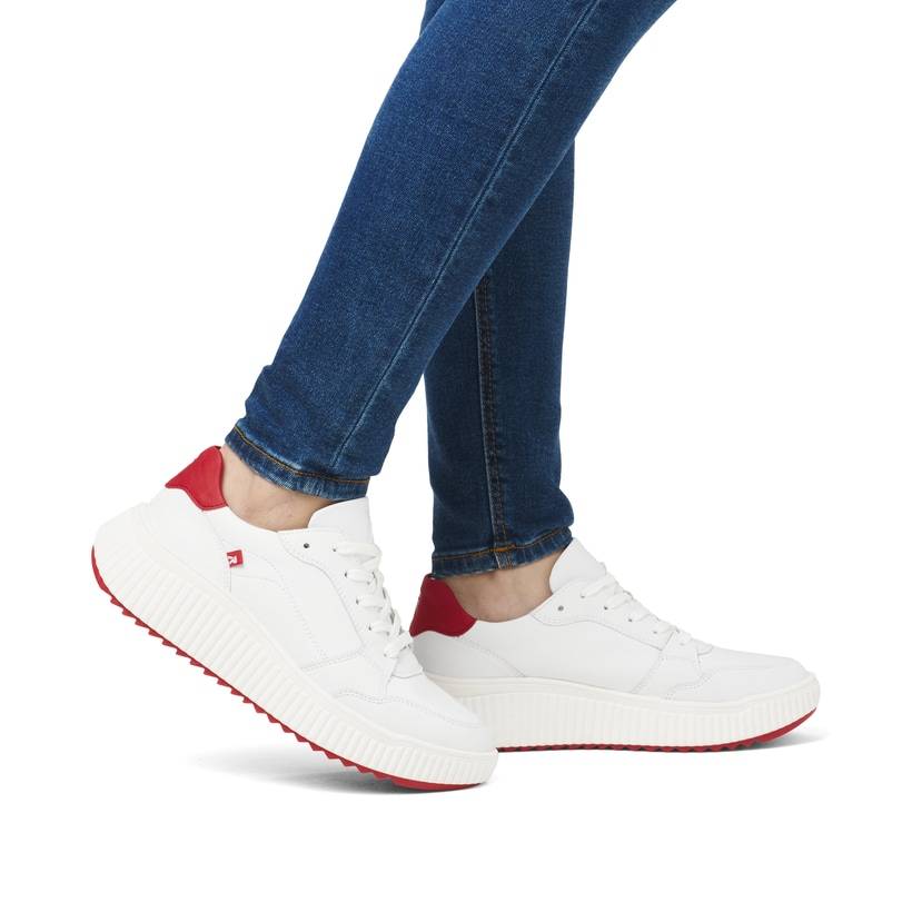 Rieker Artikelnummer W1700-80 Rieker Damen Sneaker Low Kristallweiß-rot