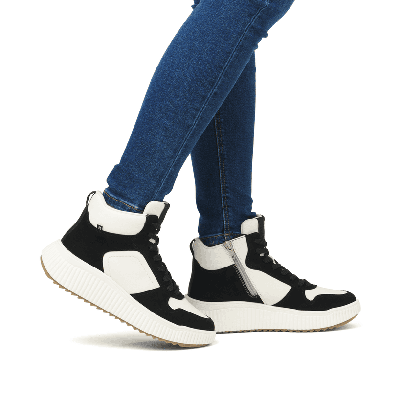 Rieker Artikelnummer W1770-60 Rieker Damen Sneaker High Cremeweiß-schwarz