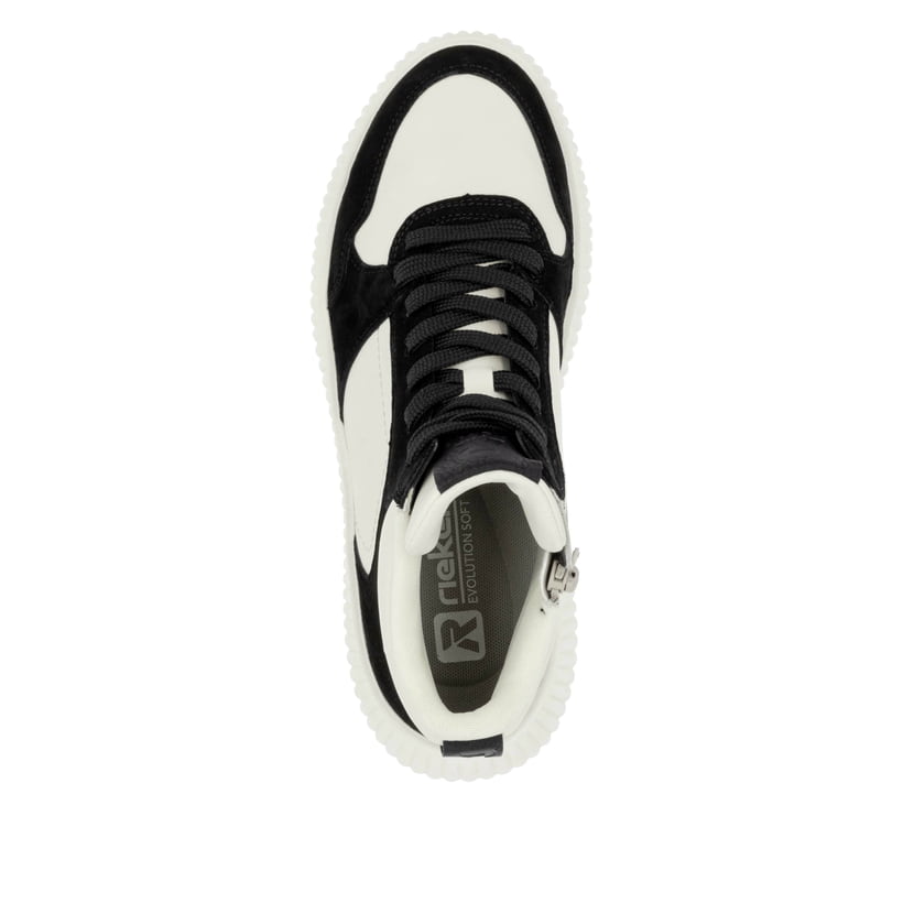 Rieker Artikelnummer W1770-60 Rieker Damen Sneaker High Cremeweiß-schwarz