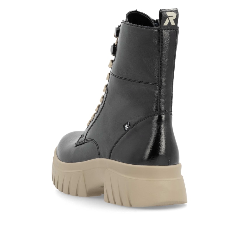 Rieker Artikelnummer W1870-00 Rieker Damen Schnürstiefel Glanzschwarz