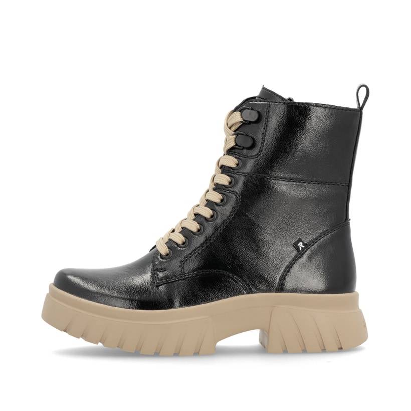 Rieker Artikelnummer W1870-00 Rieker Damen Schnürstiefel glanzschwarz