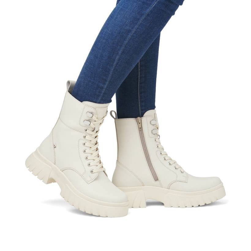 Rieker Artikelnummer W1870-60 Rieker Damen Schnürstiefel Weißbeige