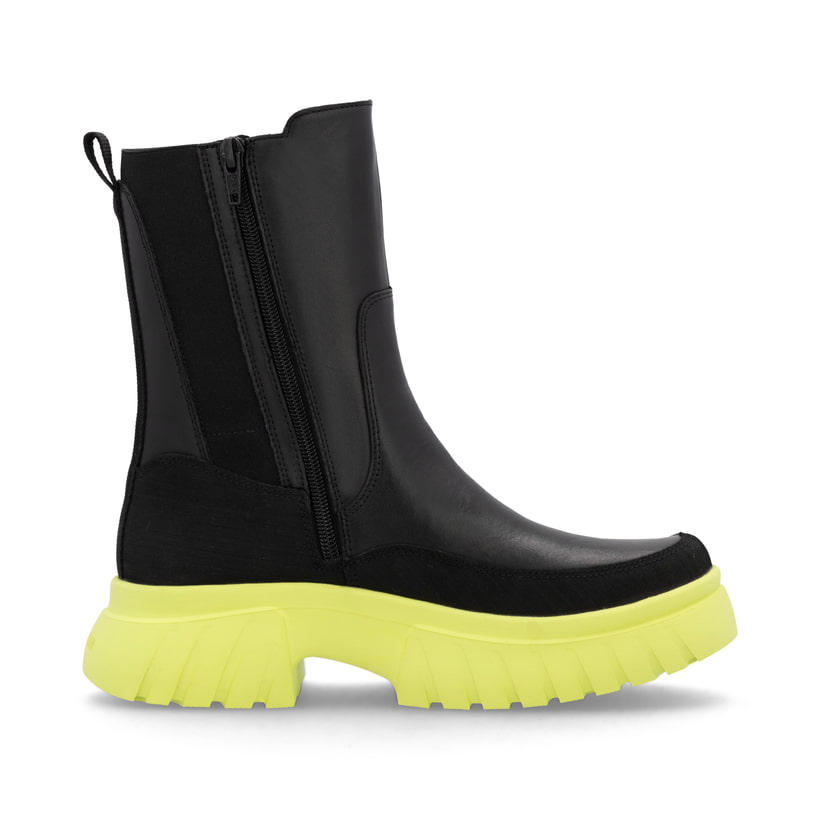 Rieker Artikelnummer W1872-00 Rieker Damen Chelsea Boots Urbanschwarz-neongrün