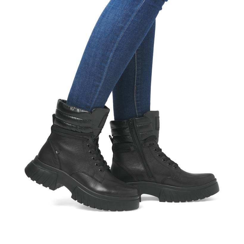 Rieker Artikelnummer W1873-00 Rieker Damen Schnürstiefel Stahlschwarz
