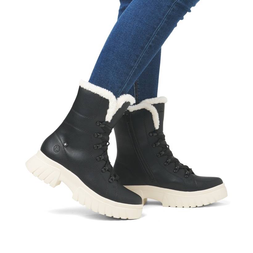Rieker Artikelnummer W1874-00 Rieker Damen Schnürstiefel Graphitschwarz