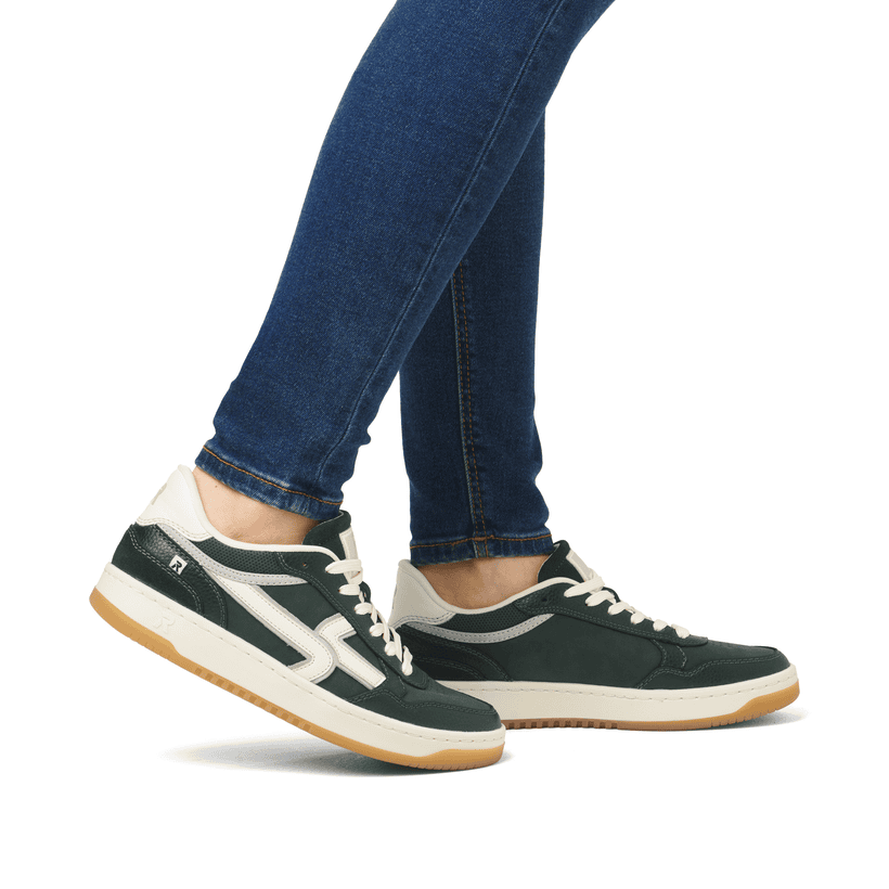 Rieker Artikelnummer W1900-54 Rieker Damen Sneaker Low Waldgrün-weiß