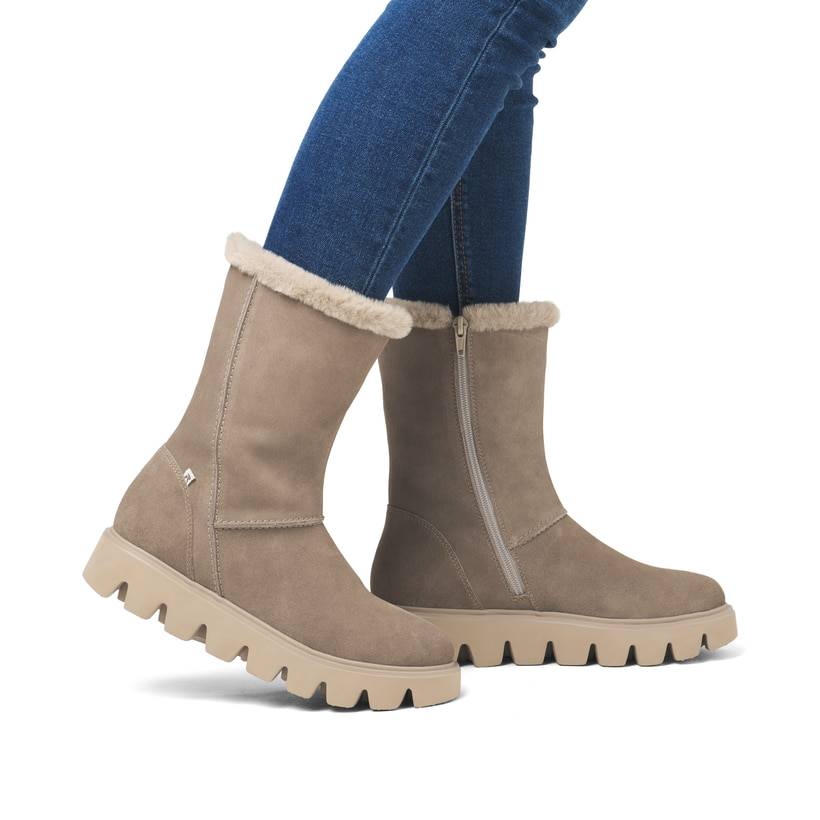 Rieker Artikelnummer W2072-64 Rieker Damen Hochschaftstiefel Graubeige