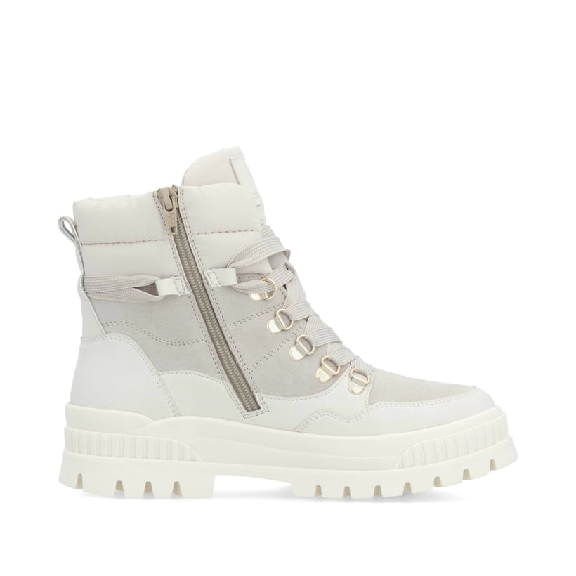 Rieker Artikelnummer W2171-80 Rieker Damen Schnürstiefel Arktikgrau-cremeweiß
