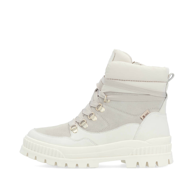 Rieker Artikelnummer W2171-80 Rieker Damen Schnürstiefel arktikgrau-cremeweiß