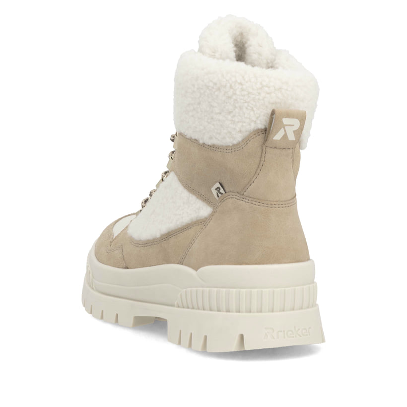 Rieker Artikelnummer W2173-62 Rieker Damen Schnürstiefel Sandbeige-cremeweiß