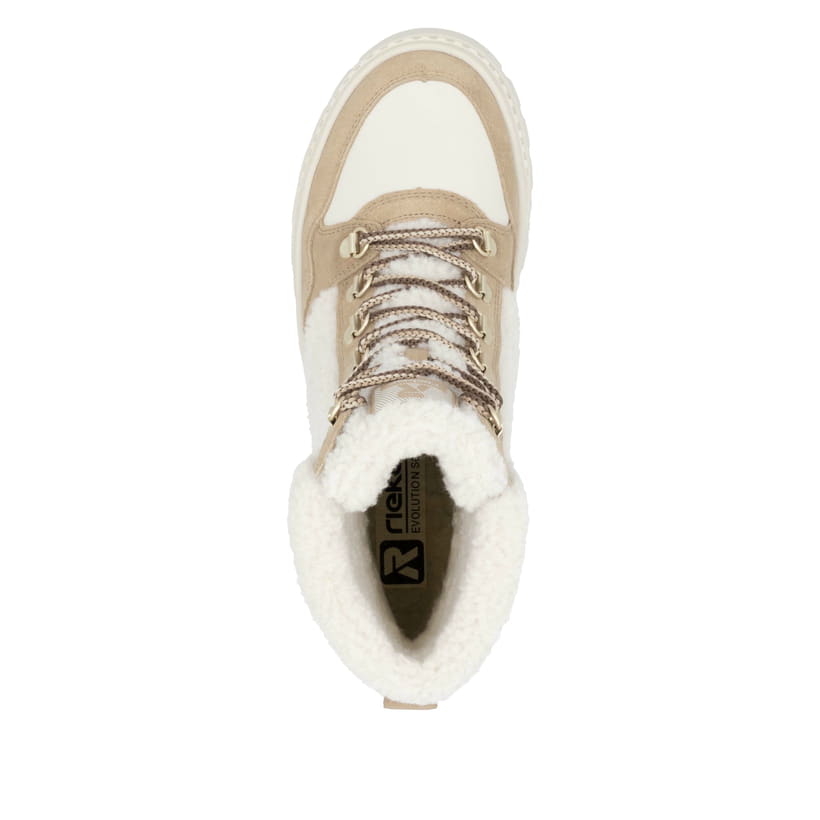 Rieker Artikelnummer W2173-62 Rieker Damen Schnürstiefel Sandbeige-cremeweiß