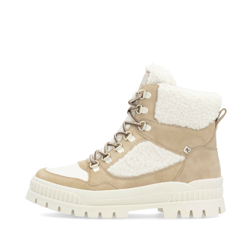 Rieker Artikelnummer W2173-62 Rieker Damen Schnürstiefel sandbeige-cremeweiß