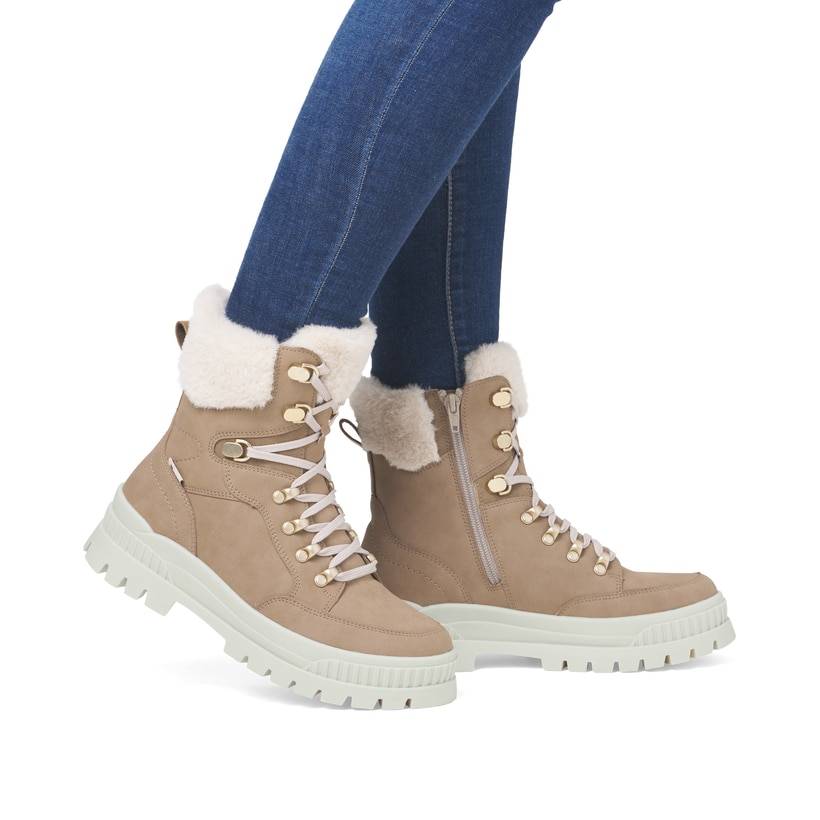Rieker Artikelnummer W2174-20 Rieker Damen Schnürstiefel Braunbeige