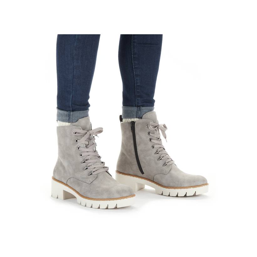 Rieker Artikelnummer X5701-40 Rieker Damen Biker Boots Silbergrau