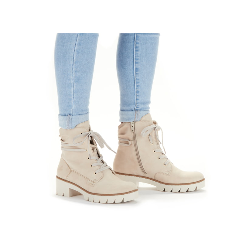 Rieker Artikelnummer X5717-62 Rieker Damen Schnürstiefel Vanillebeige
