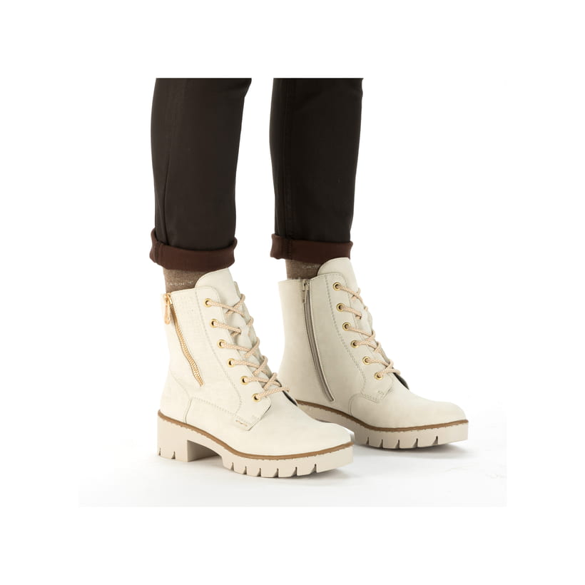 Rieker Artikelnummer X5719-60 Rieker Damen Schnürstiefel Hellbeige