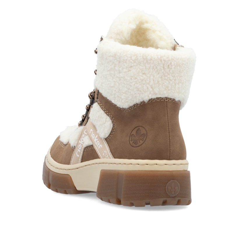 Rieker Artikelnummer X8611-60 Rieker Damen Schnürstiefel Hellbeige-kaffeebraun