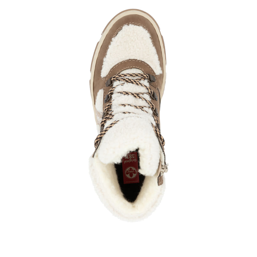 Rieker Artikelnummer X8611-60 Rieker Damen Schnürstiefel Hellbeige-kaffeebraun