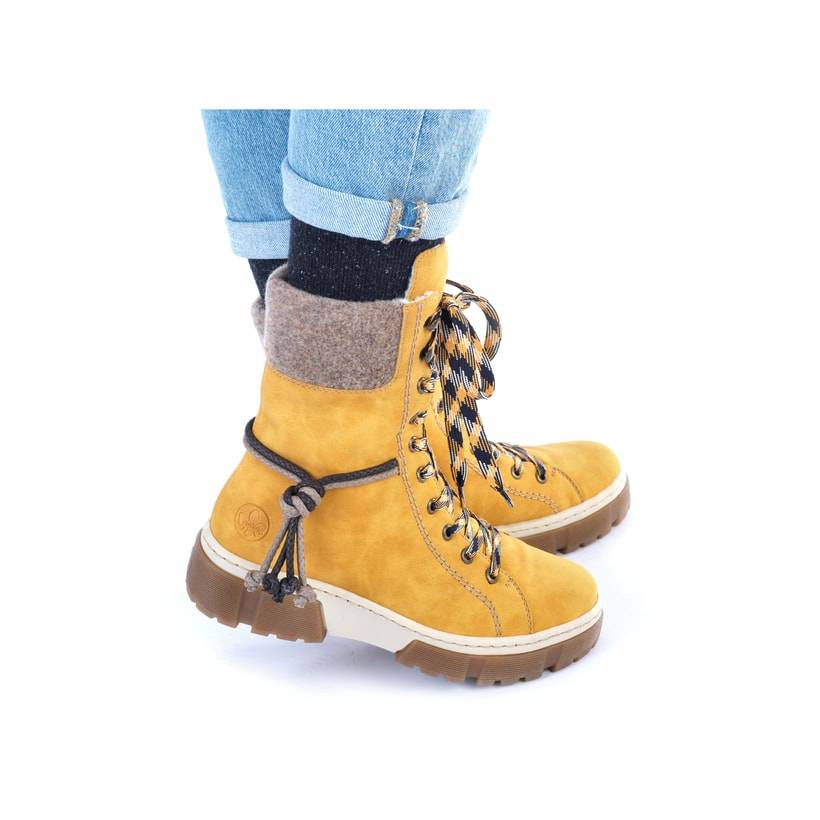 Rieker Artikelnummer X8618-68 Rieker Damen Schnürstiefel Sonnenblumengelb