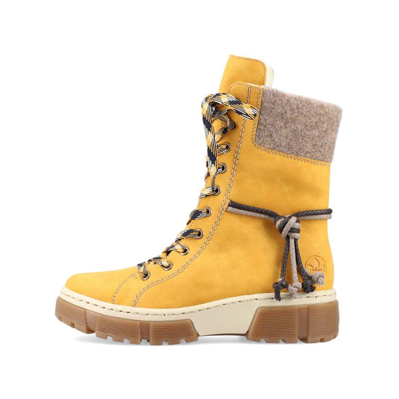 Rieker Artikelnummer X8618-68 Rieker Damen Schnürstiefel sonnenblumengelb