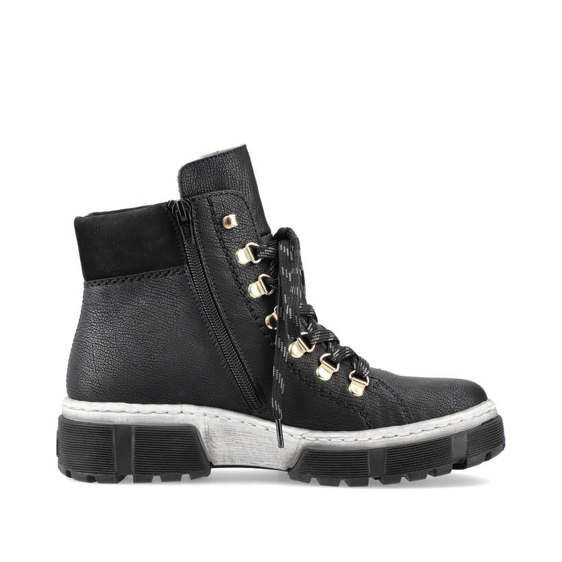 Rieker Artikelnummer X8633-01 Rieker Damen Schnürstiefel Tiefschwarz