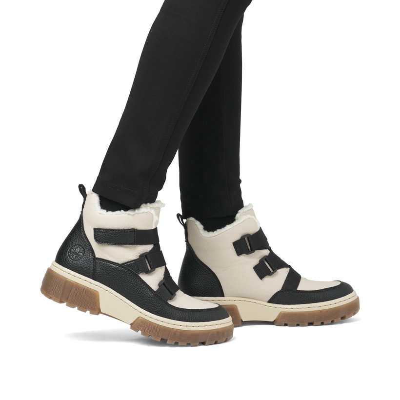 Rieker Artikelnummer X8639-00 Rieker Damen Kurzstiefel Schwarz-beige