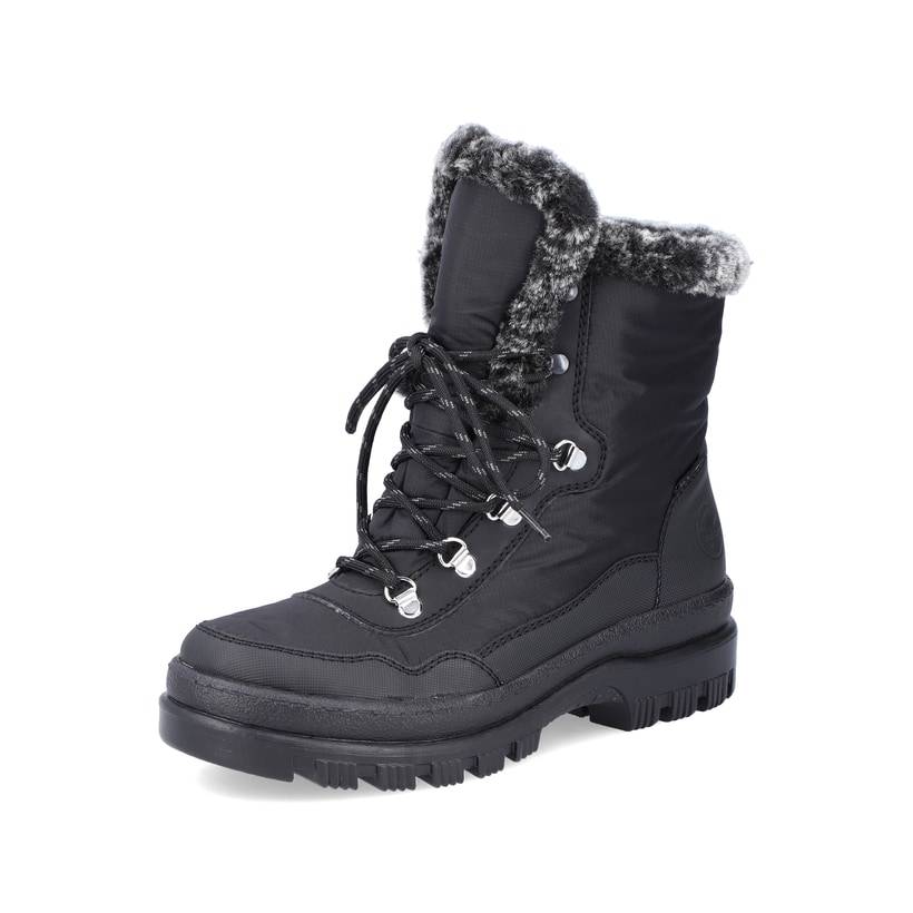 Rieker Artikelnummer X9034-00 Rieker Damen Schnürstiefel Tiefschwarz