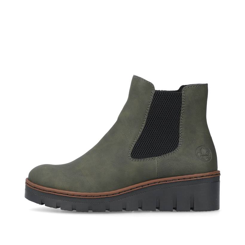 Rieker Artikelnummer X9172-54 Rieker Damen Chelsea Boots graugrün-schwarz