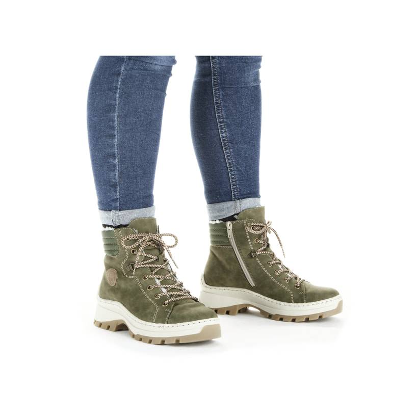 Rieker Artikelnummer X9334-54 Rieker Damen Schnürstiefel Schilfgrün