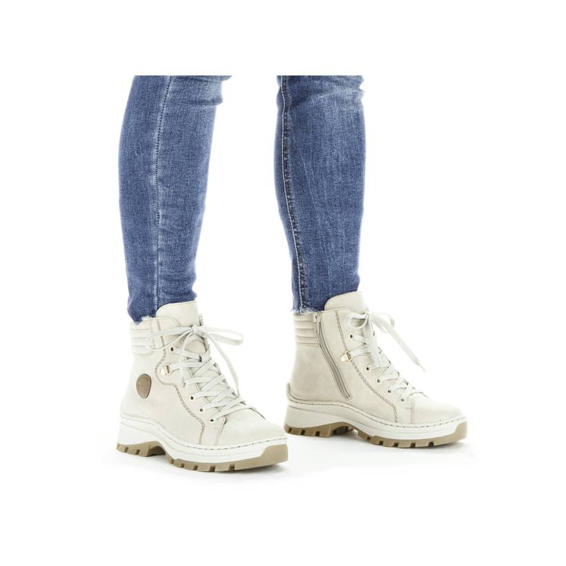 Rieker Artikelnummer X9334-62 Rieker Damen Schnürstiefel Hellbeige