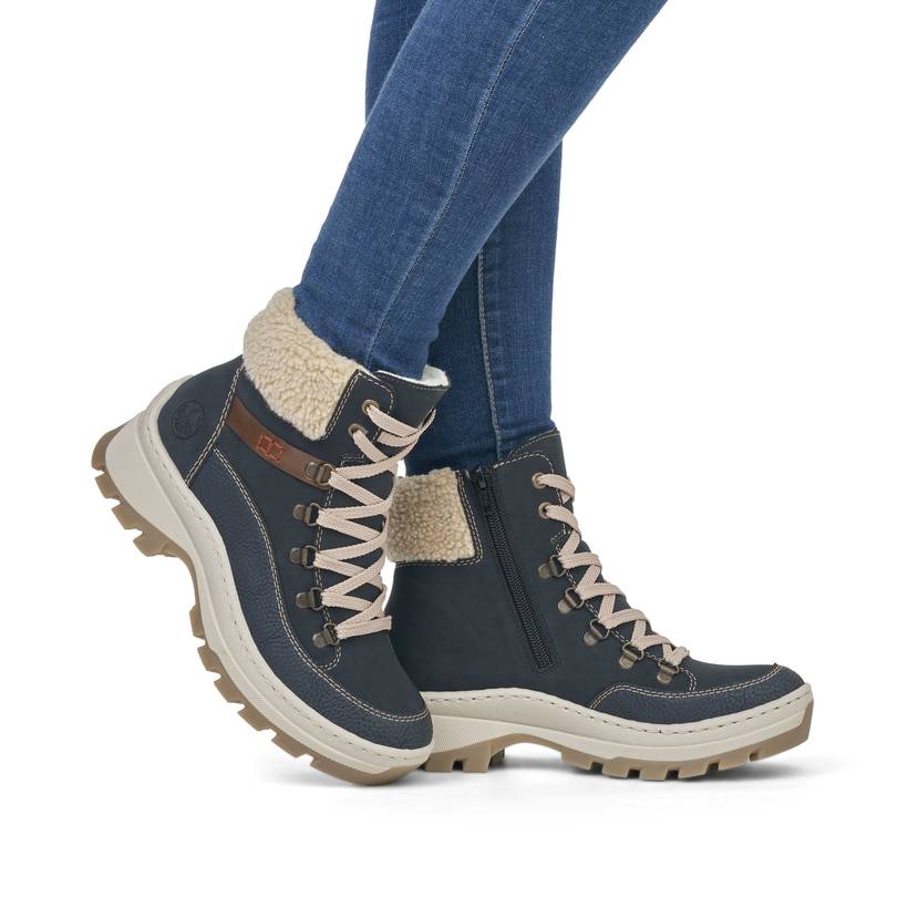 Rieker Artikelnummer X9338-14 Rieker Damen Schnürstiefel Azurblau