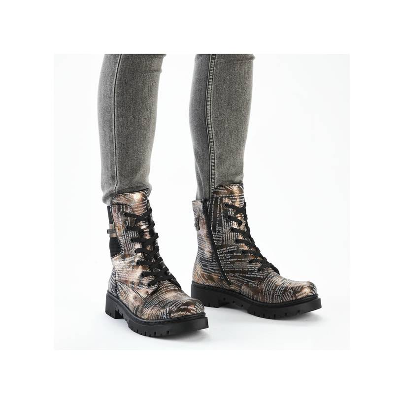 Rieker Artikelnummer Y2421-00 Rieker Damen Biker Boots Rosa-orange-metallic