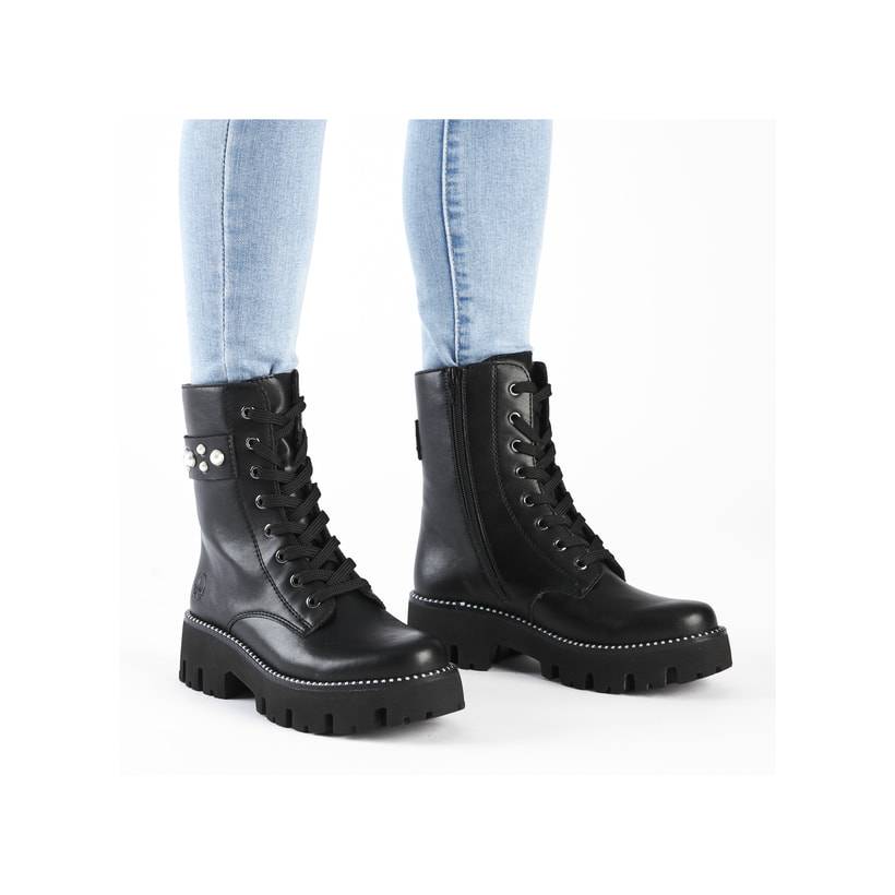 Rieker Artikelnummer Y3354-00 Rieker Damen Schnürstiefel Mattschwarz