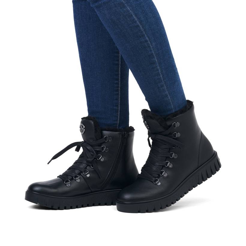 Rieker Artikelnummer Y3432-00 Rieker Damen Schnürstiefel Tiefschwarz