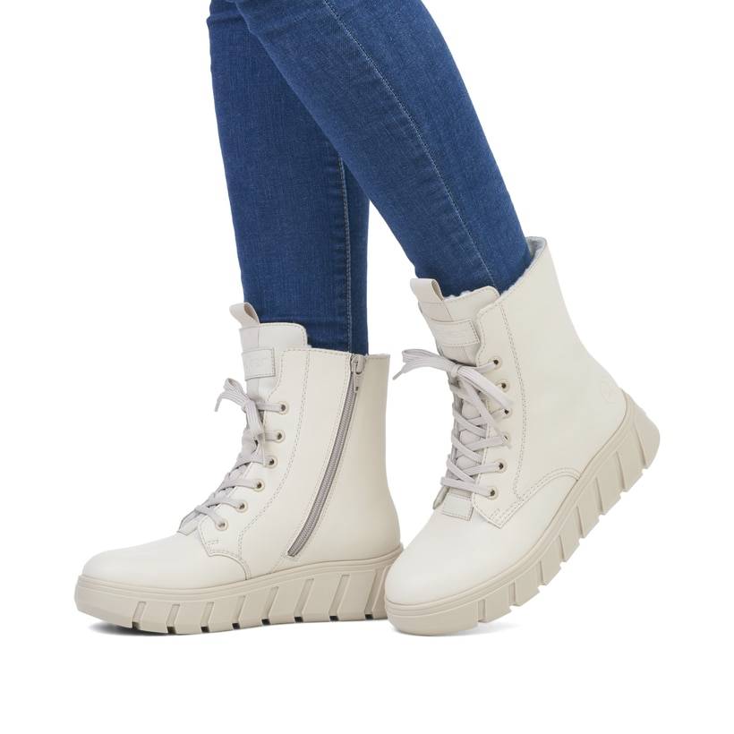 Rieker Artikelnummer Y3501-60 Rieker Damen Schnürstiefel Hellbeige