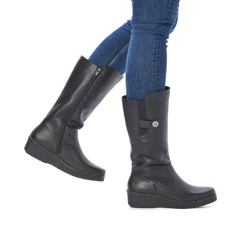 Rieker Artikelnummer Y4655-00 Rieker Damen Hochschaftstiefel Tiefschwarz