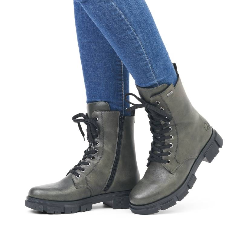 Rieker Artikelnummer Y7102-52 Rieker Damen Biker Boots Grüngrau