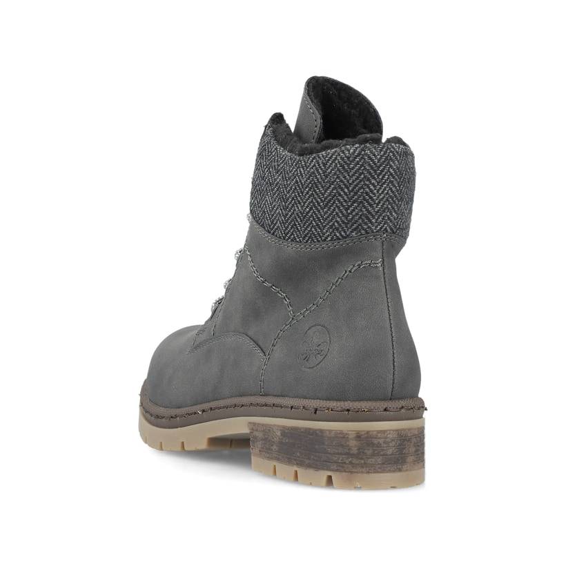 Rieker Artikelnummer Y7424-45 Rieker Damen Schnürstiefel Asphaltgrau